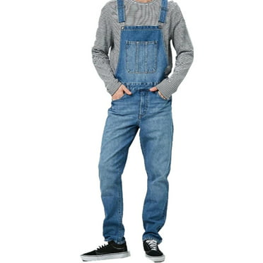 Men Denim Loose Casual Overall Jumpsuit Jeans Coat Suspender Romper Cowboy Pants